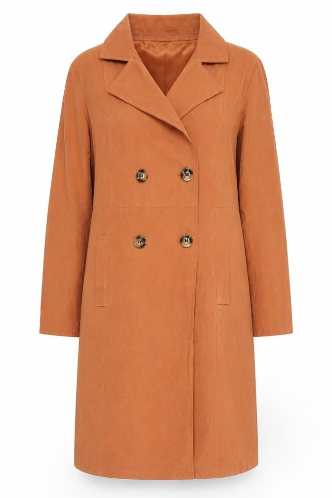 SheIn Womens Orange Pea Coat Jacket Size M Button