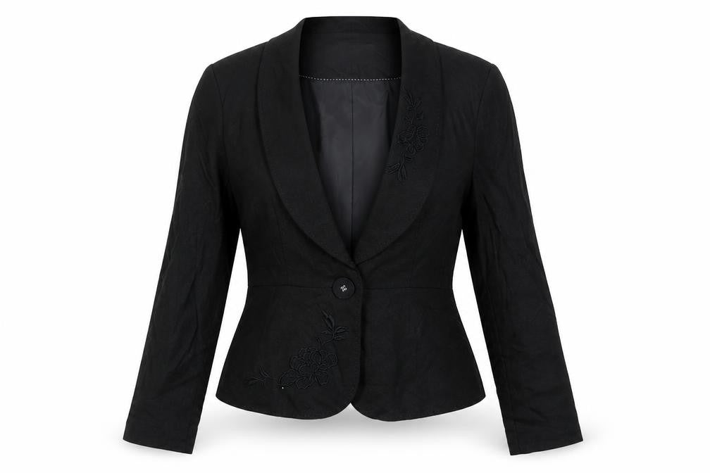 IEN LONDON Womens Black Jacket Blazer Size 8 Button