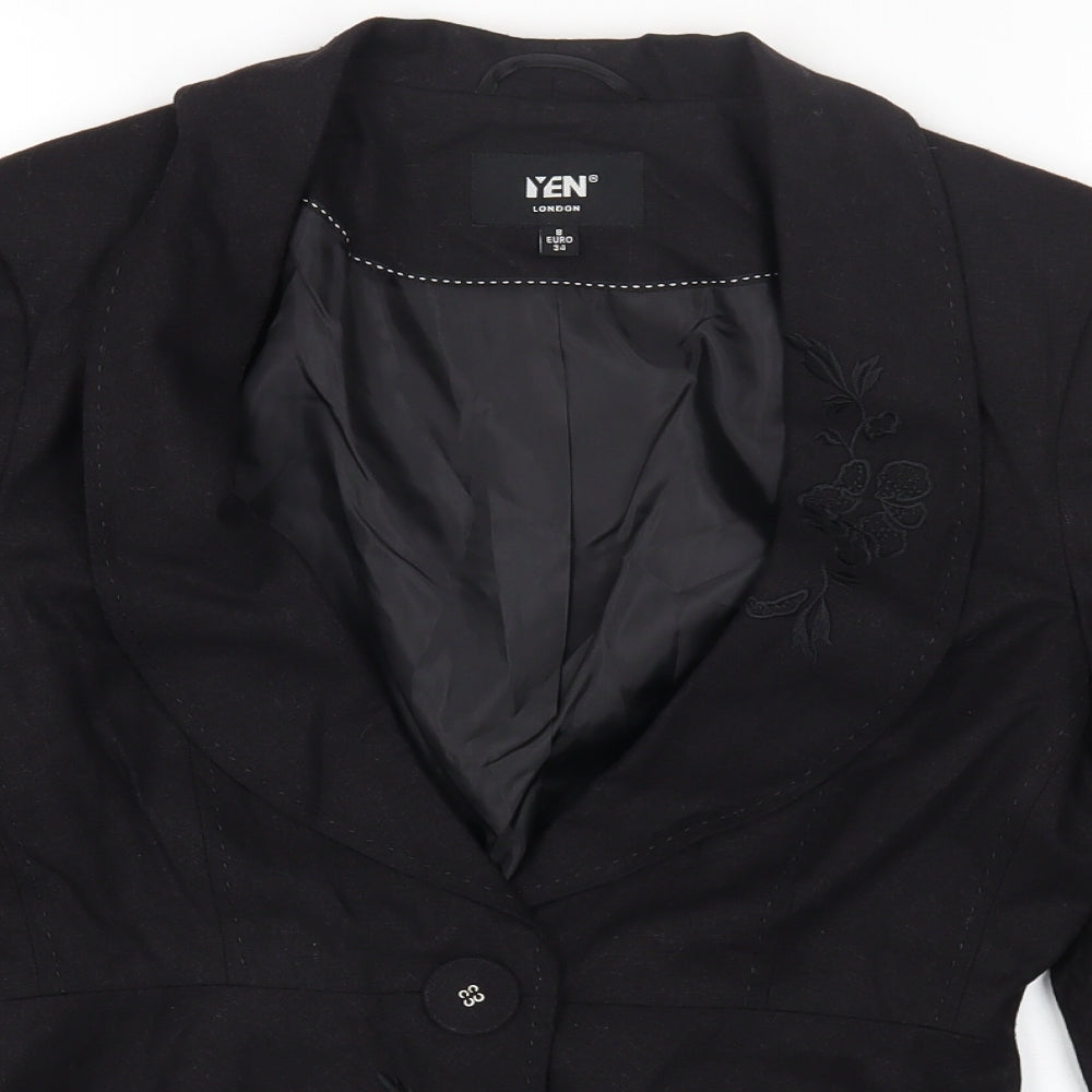 IEN LONDON Womens Black Jacket Blazer Size 8 Button