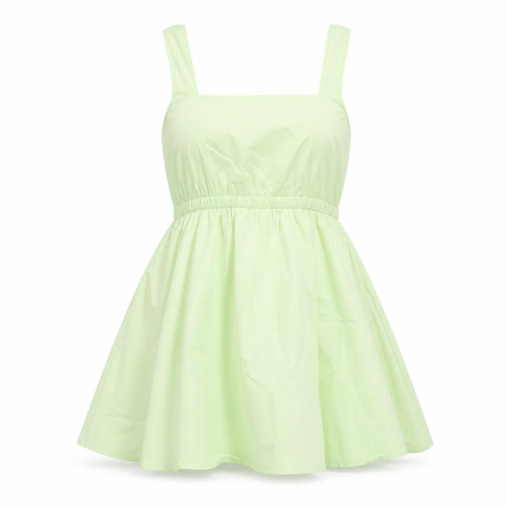 ASOS Womens Green Cotton Fit & Flare Size 10 Square Neck Pullover