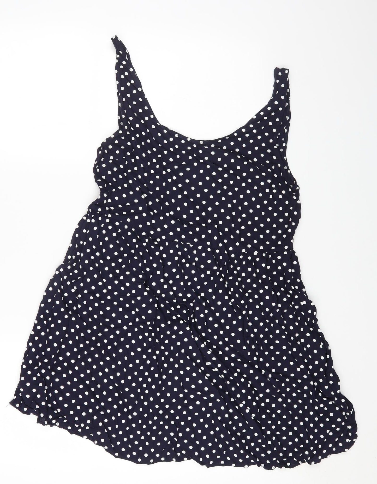H&M Womens Blue Polka Dot Viscose A-Line Size 12 Round Neck