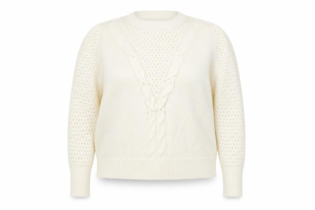 Papaya Womens Ivory Round Neck Acrylic Pullover Jumper Size XL