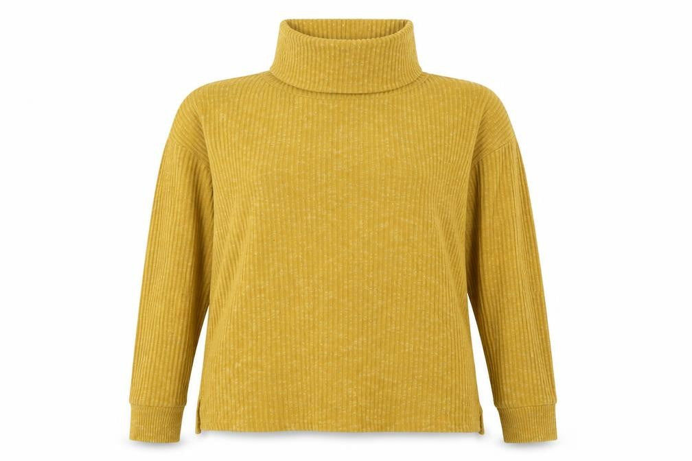 Nutmeg Womens Yellow Roll Neck Viscose Pullover Jumper Size 10 - Ribbed