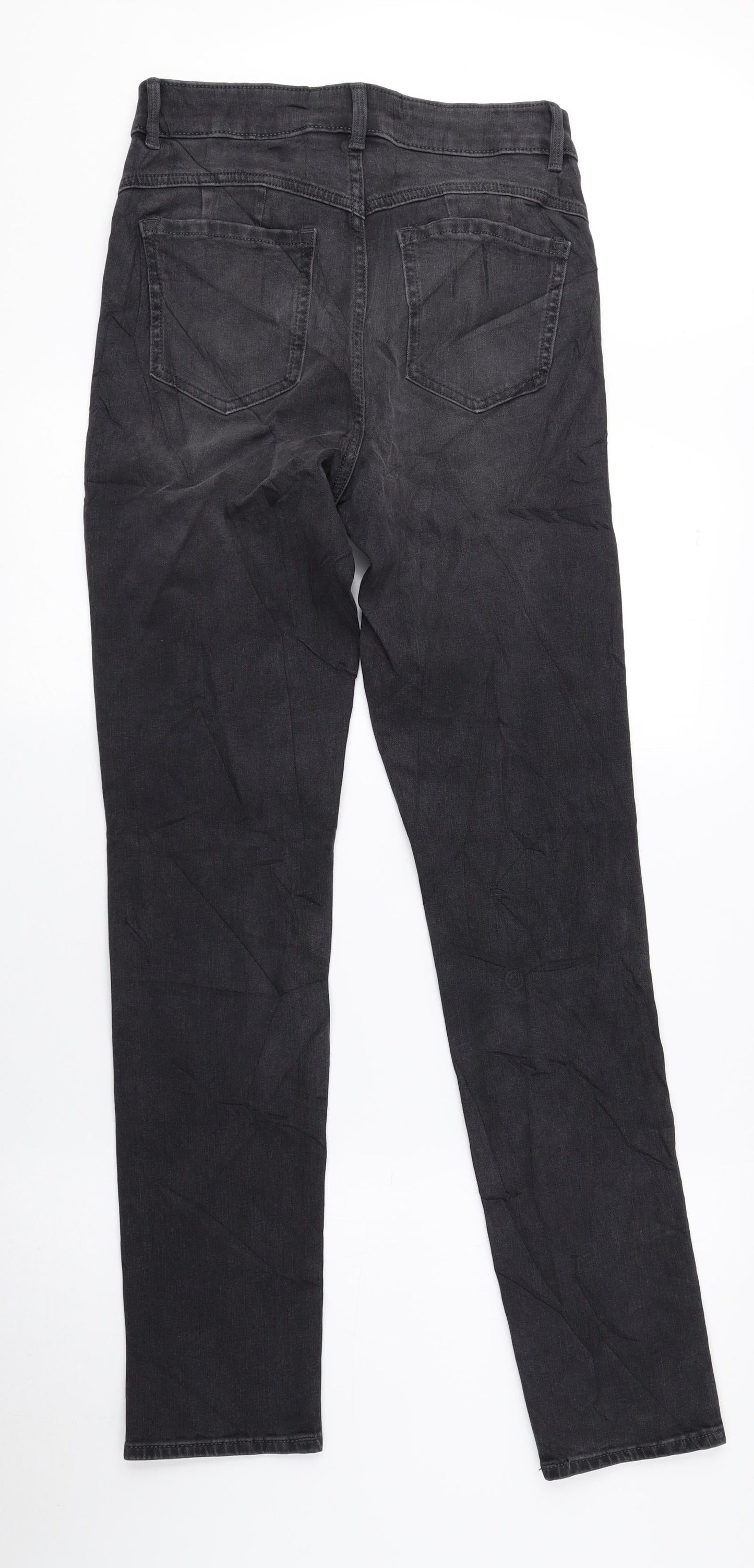 Marks and Spencer Womens Grey Cotton Skinny Jeans Size 10 L30 in Regular Zip