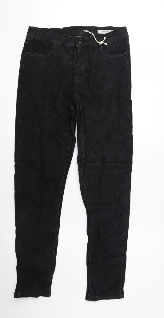 Marks and Spencer Womens Black Cotton Skinny Jeans Size 10 L27.5 in Regular Zip