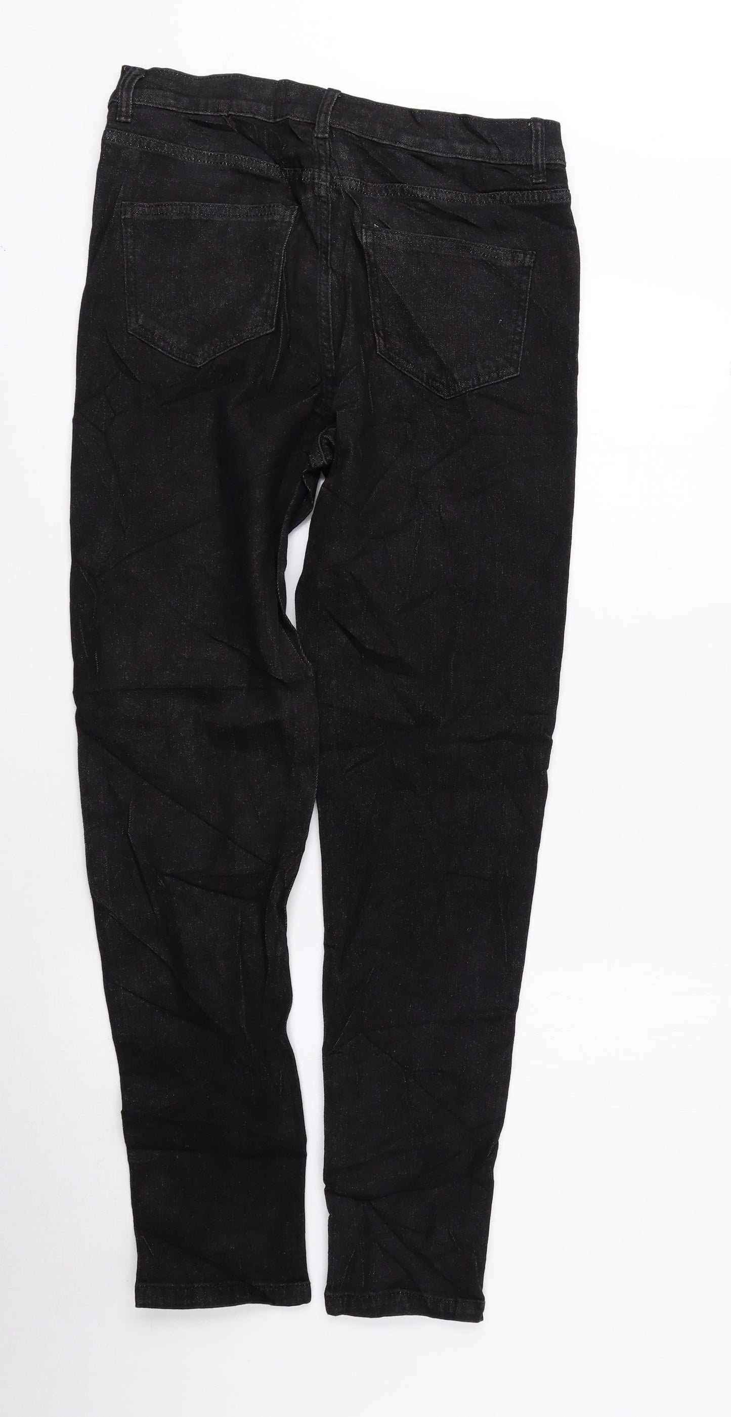 Marks and Spencer Womens Black Cotton Skinny Jeans Size 10 L27.5 in Regular Zip