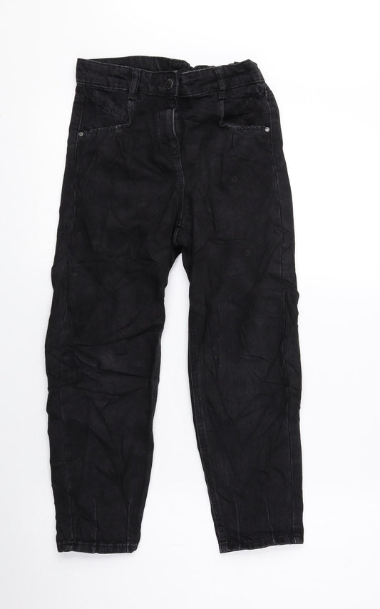 NEXT Girls Black 100% Cotton Tapered Jeans Size 8 Years Regular Zip
