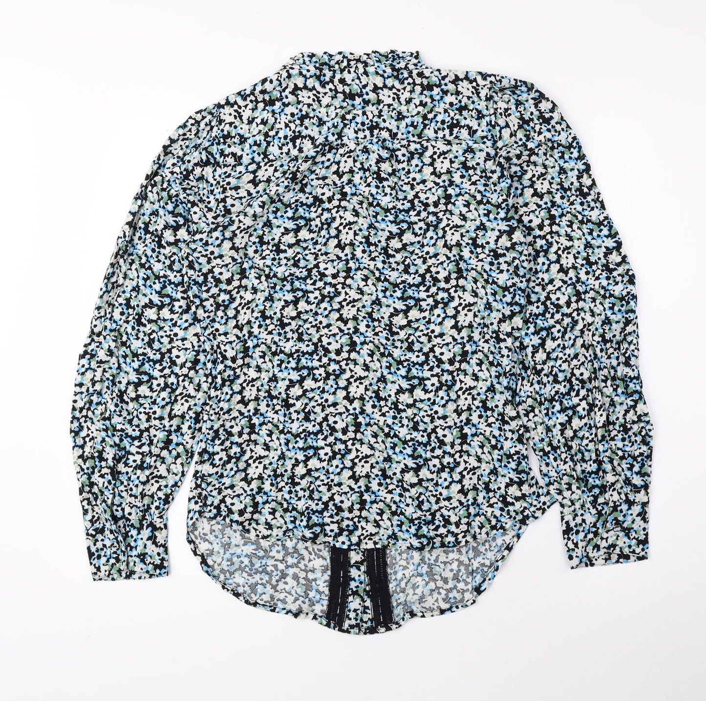 Marks and Spencer Womens Multicoloured Floral Polyester Basic Button-Up Size 6 Round Neck