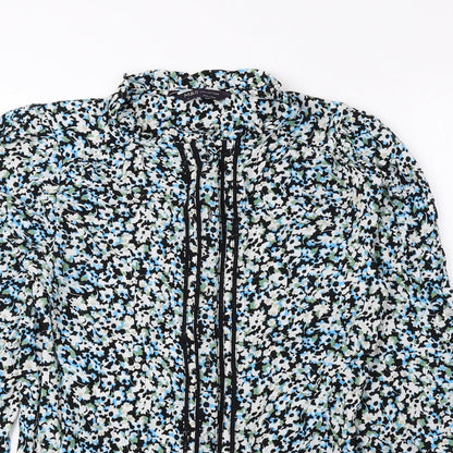 Marks & Spencer Womens Multicoloured Floral Polyester Basic Button-Up Size 6 Round Neck