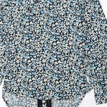 Marks & Spencer Womens Multicoloured Floral Polyester Basic Button-Up Size 6 Round Neck
