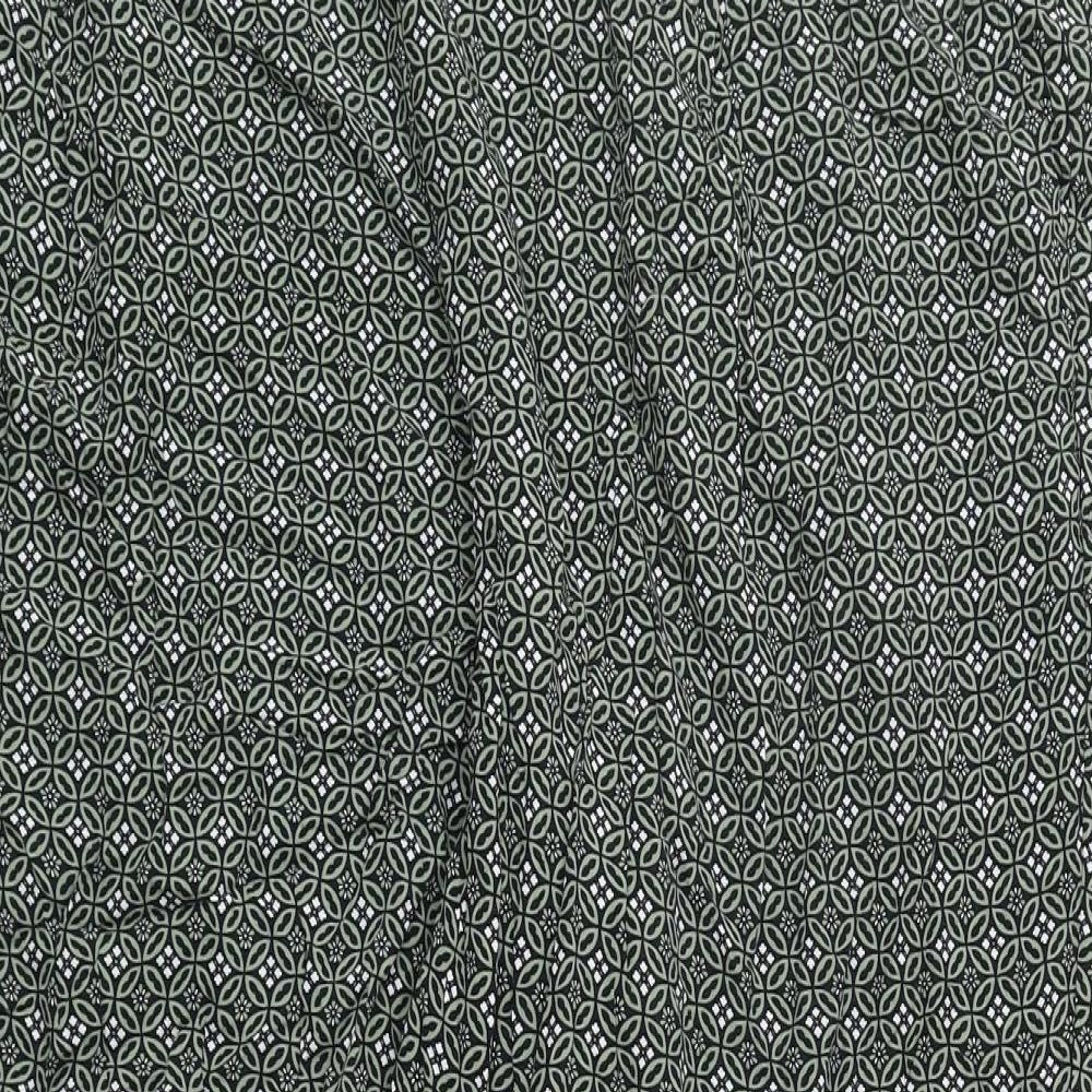 Marks and Spencer Womens Green Geometric Viscose Bloomer Trousers Size 24 L24 in Regular