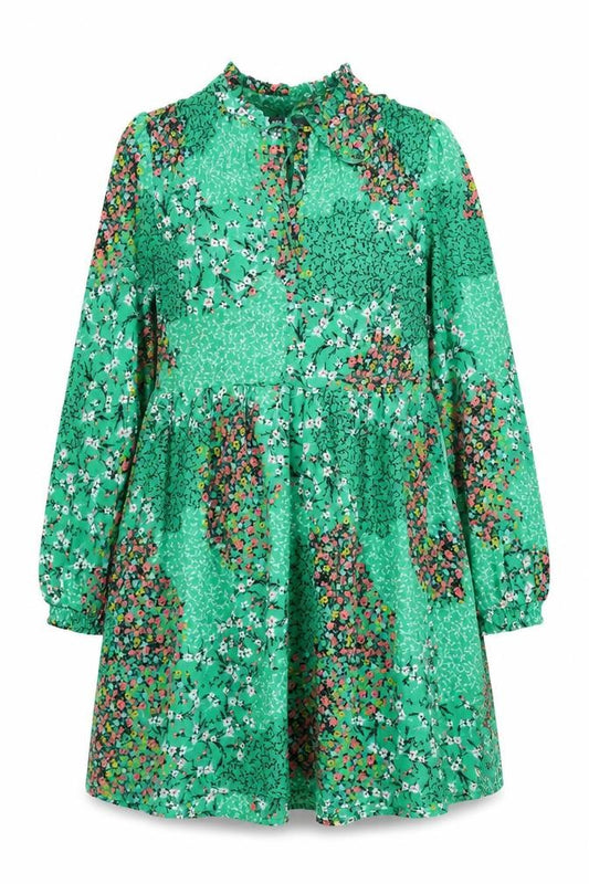 Marks and Spencer Womens Green Floral Polyester A-Line Size 6 V-Neck Pullover