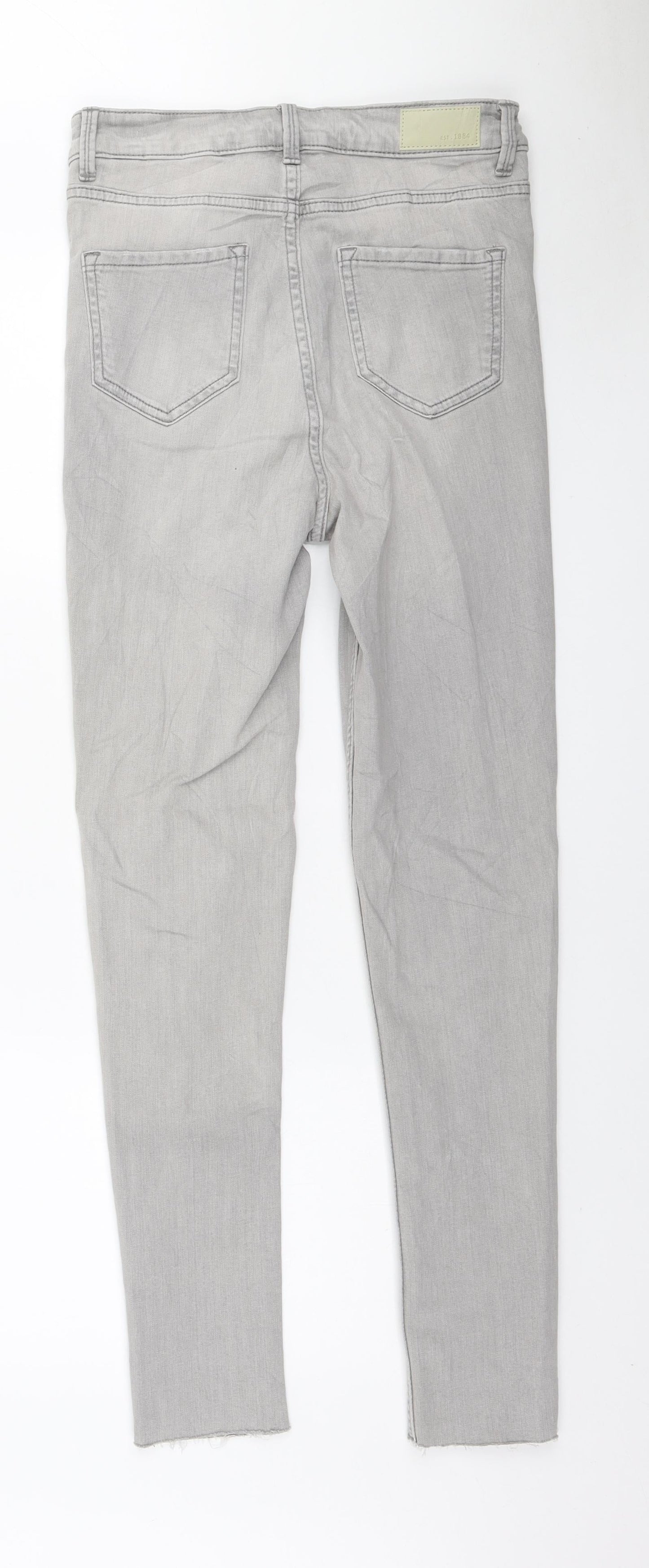 Marks and Spencer Womens Grey Cotton Skinny Jeans Size 10 L28 in Regular Zip