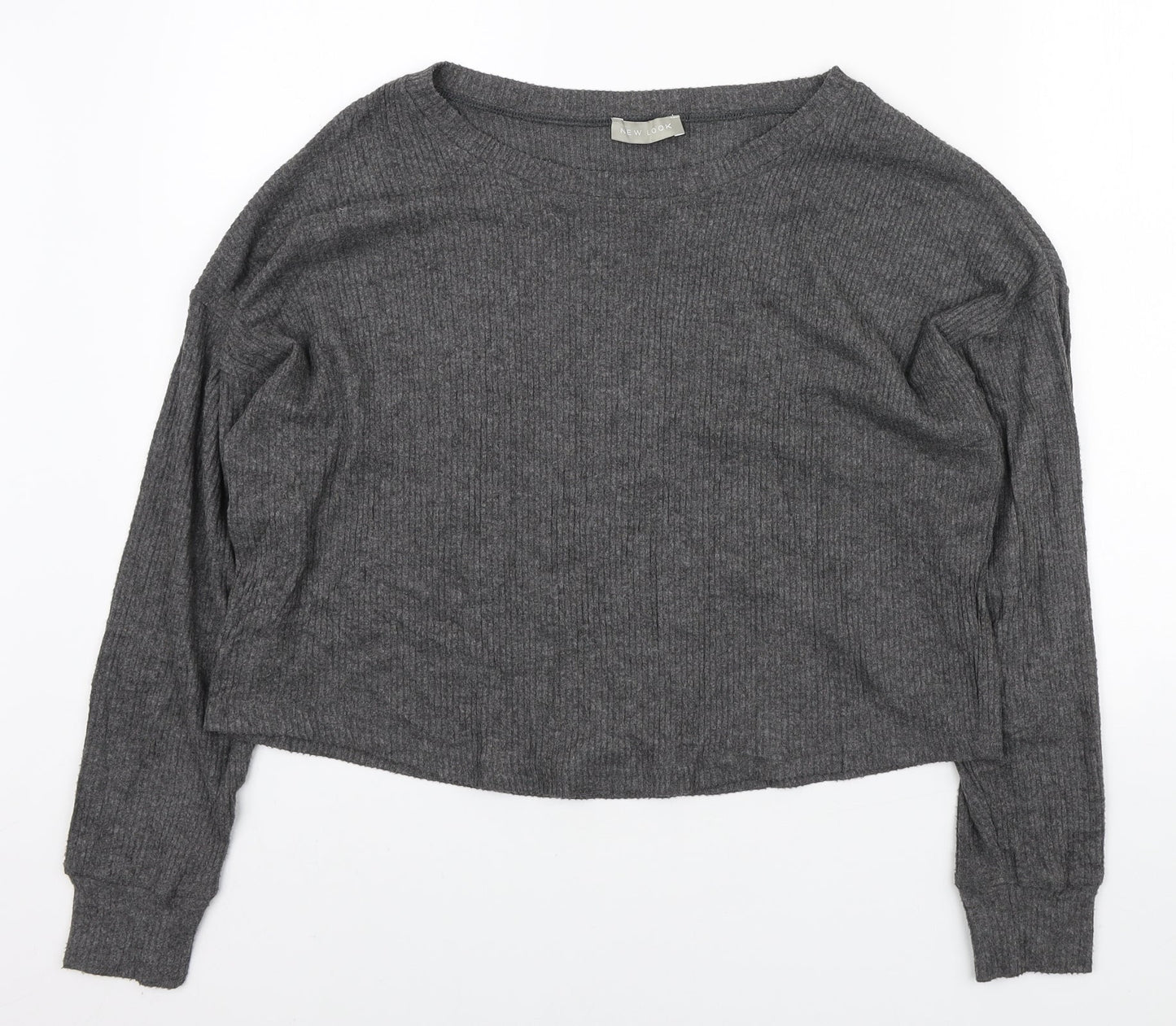 New Look Womens Grey Round Neck Polyester Pullover Jumper Size M