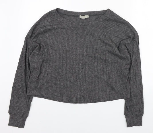 New Look Womens Grey Round Neck Polyester Pullover Jumper Size M