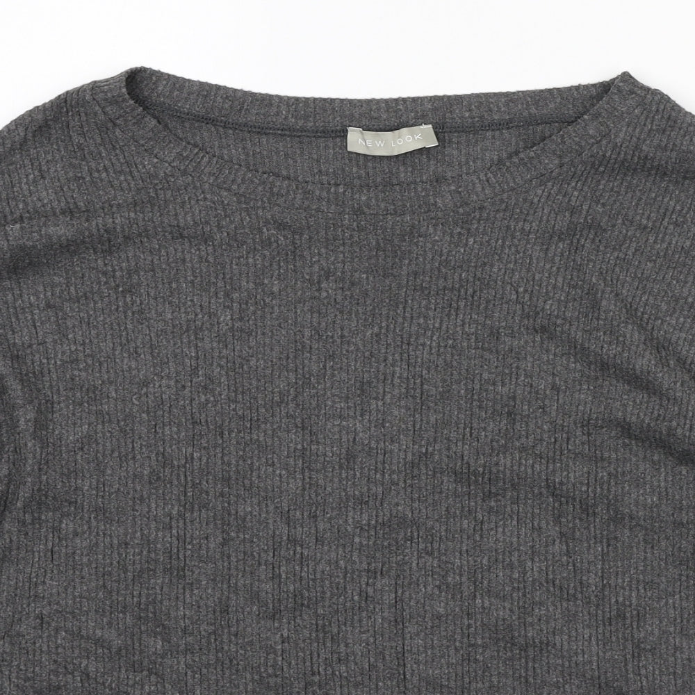 New Look Womens Grey Round Neck Polyester Pullover Jumper Size M