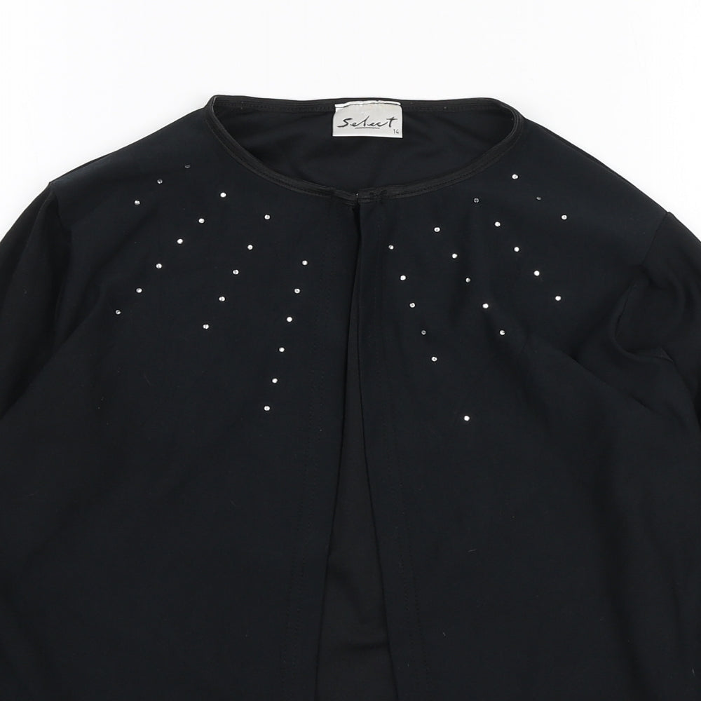 Select Womens Black Jacket Blazer Size 14 Hook & Eye