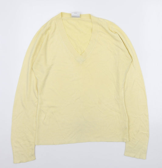 NEXT Womens Yellow V-Neck Acrylic Pullover Jumper Size 12