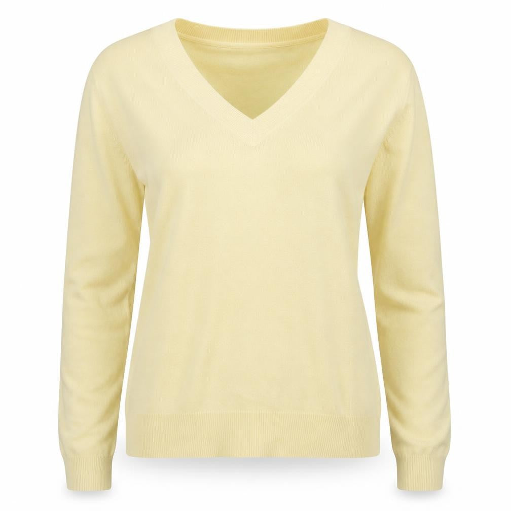 NEXT Womens Yellow V-Neck Acrylic Pullover Jumper Size 12