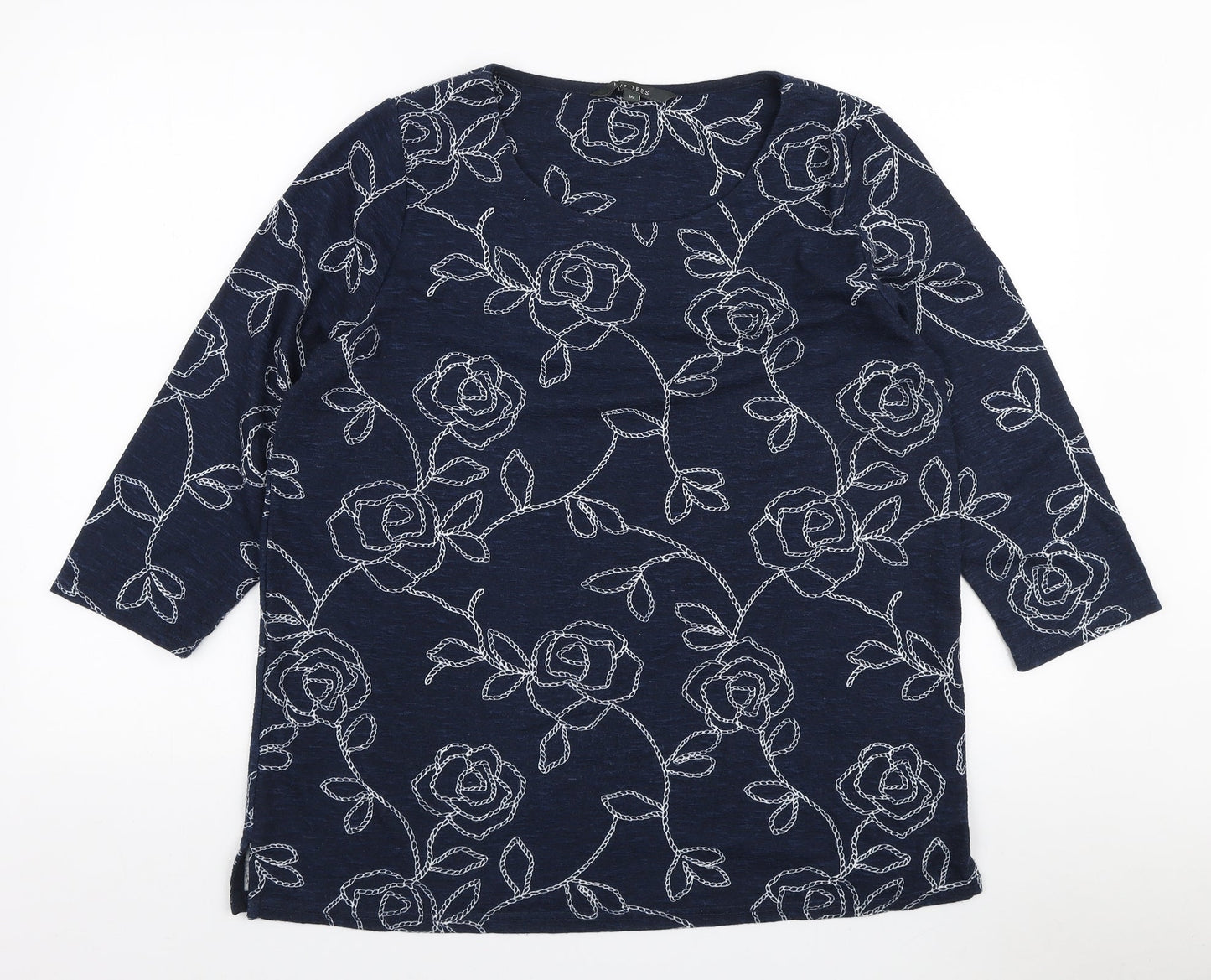 Love Tees Womens Blue Floral Polyester Pullover Sweatshirt Size 16 Pullover