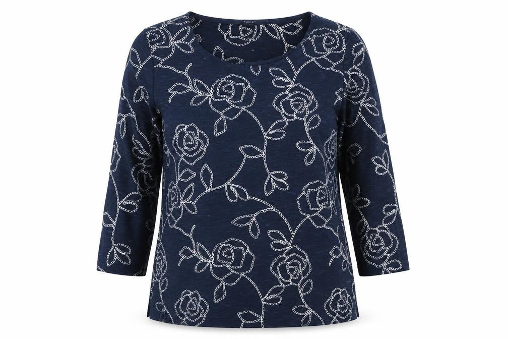 Love Tees Womens Blue Floral Polyester Pullover Sweatshirt Size 16 Pullover