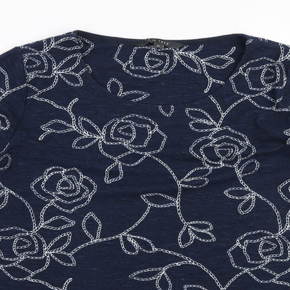 Love Tees Womens Blue Floral Polyester Pullover Sweatshirt Size 16 Pullover