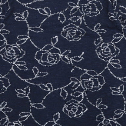 Love Tees Womens Blue Floral Polyester Pullover Sweatshirt Size 16 Pullover