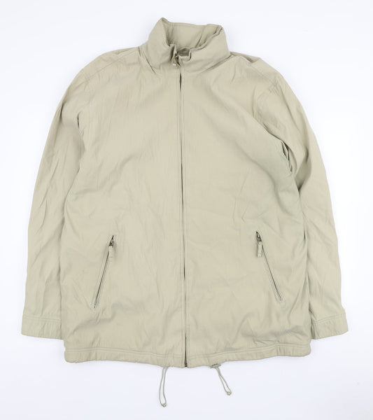 Casual Club Mens Beige Quilted Jacket Size L Zip