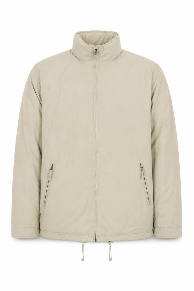 Casual Club Mens Beige Quilted Jacket Size L Zip
