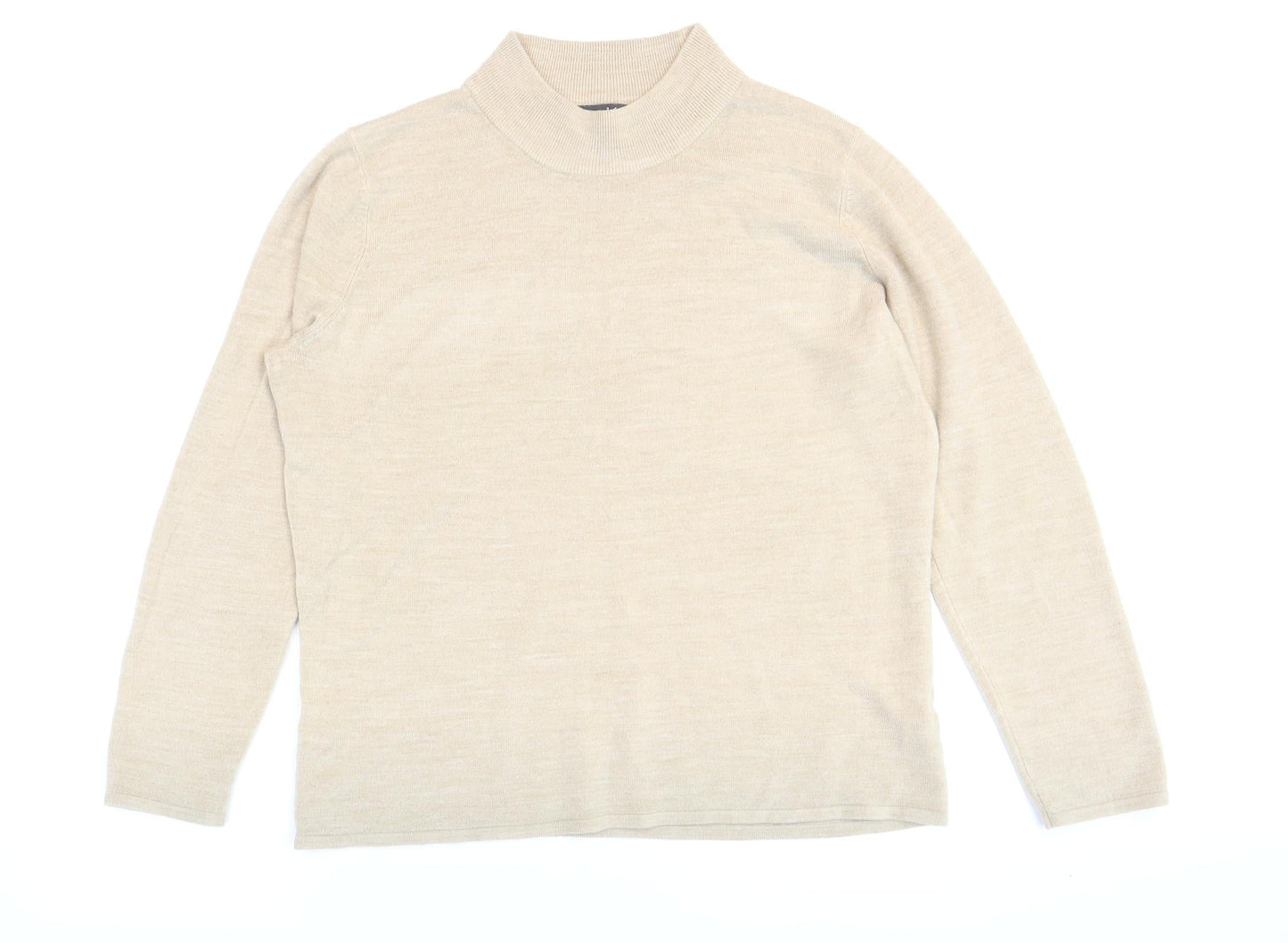 Bonmarché Womens Beige Mock Neck Acrylic Pullover Jumper Size M