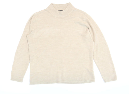 Bonmarché Womens Beige Mock Neck Acrylic Pullover Jumper Size M