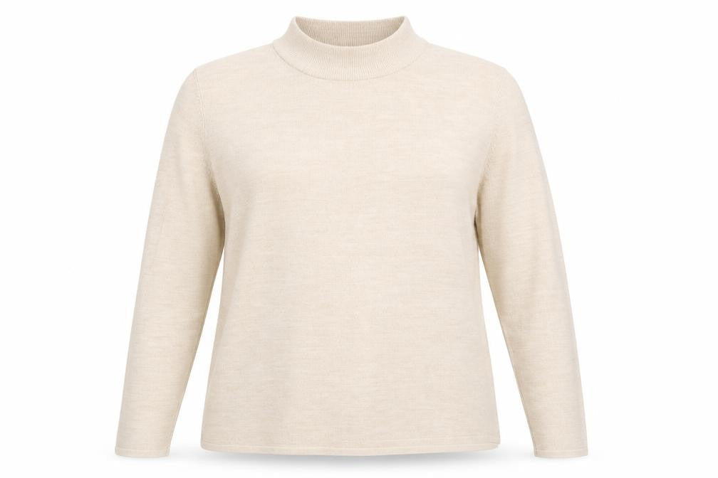 Bonmarché Womens Beige Mock Neck Acrylic Pullover Jumper Size M