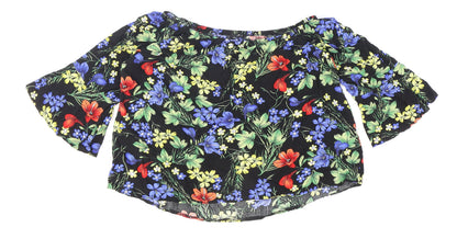 Roman Womens Multicoloured Floral Viscose Basic Blouse Size 12 Off the Shoulder