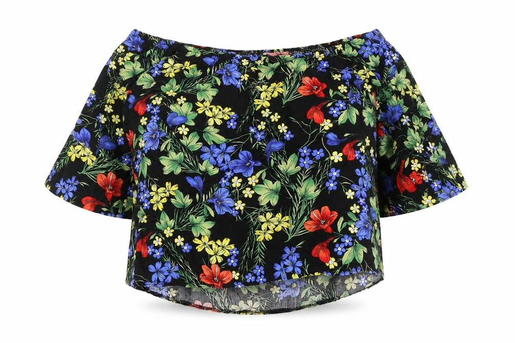 Roman Womens Multicoloured Floral Viscose Basic Blouse Size 12 Off the Shoulder