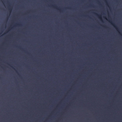 Paramour Womens Blue Floral Polyester Basic T-Shirt Size S V-Neck