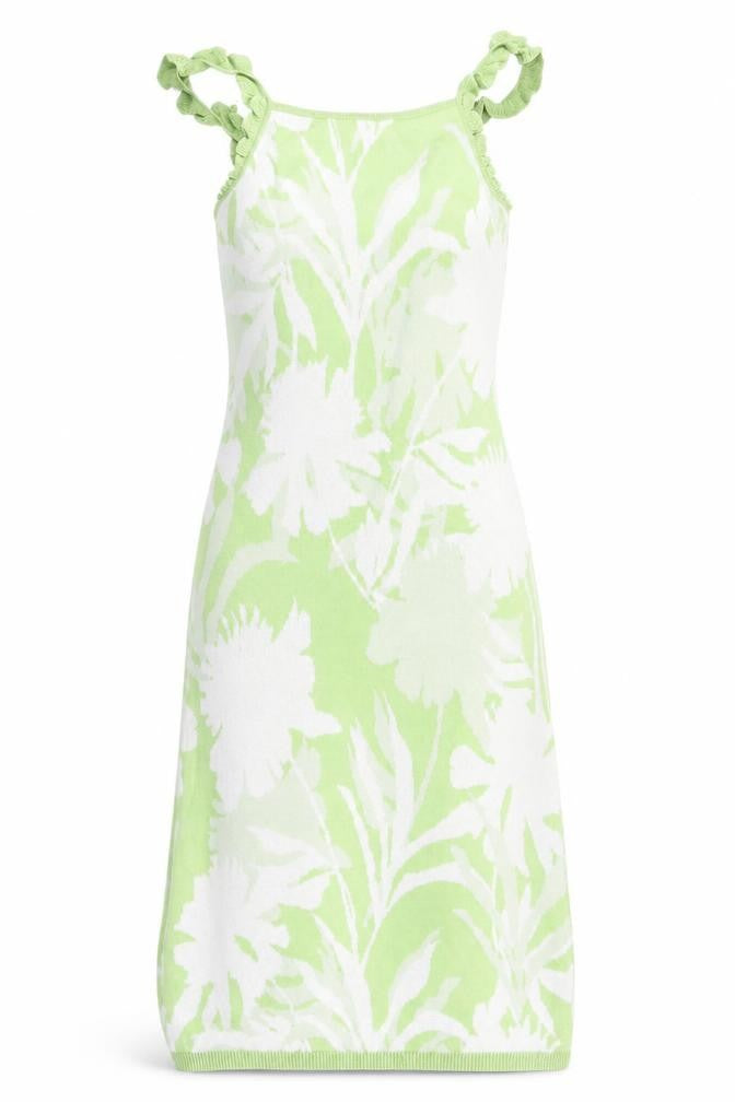 Cider Womens Green Floral Acrylic Bodycon Size S Square Neck Pullover