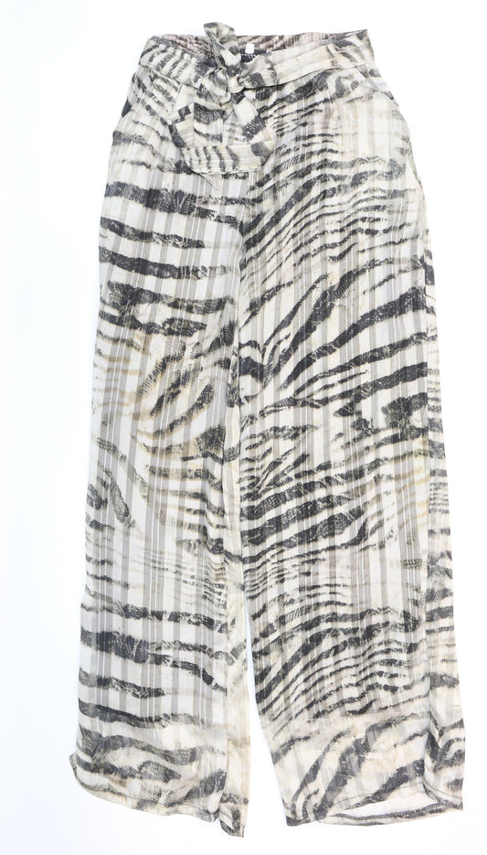 Feelhoo Womens Multicoloured Animal Print Polyester Windbreaker Trousers Size S L30 in Regular Tie