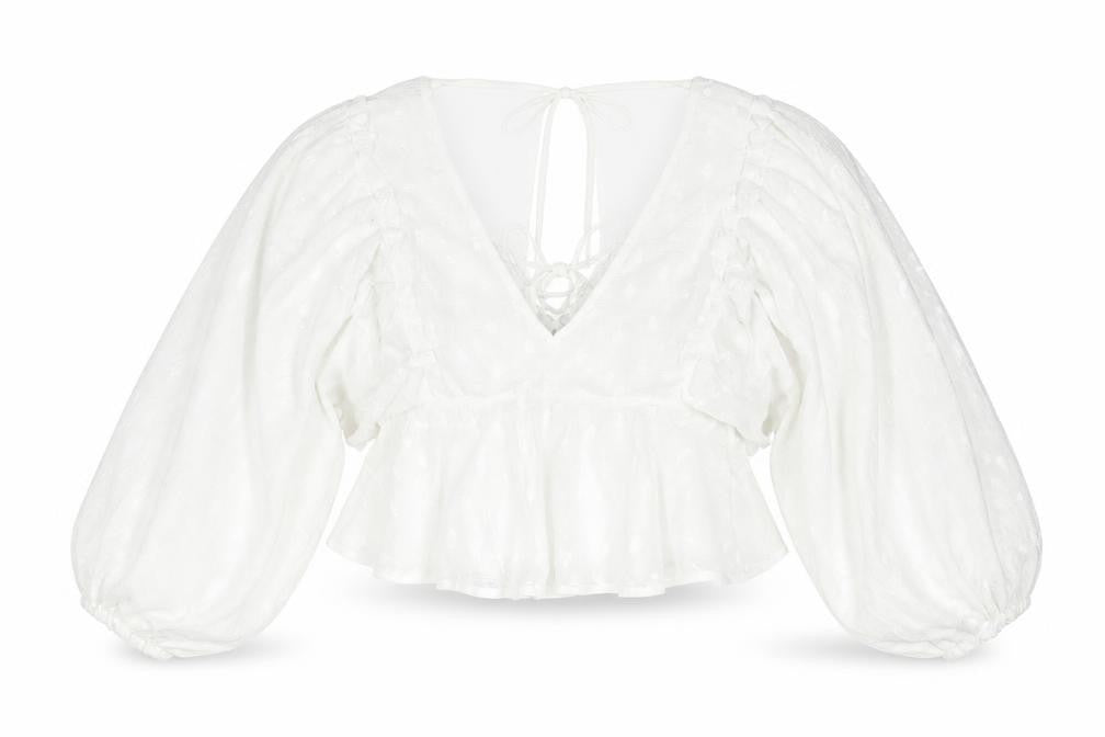 ASOS Womens White Geometric Polyester Basic Blouse Size 6 V-Neck