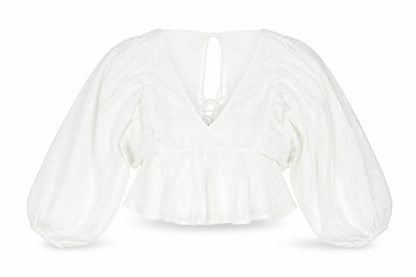 ASOS Womens White Geometric Polyester Basic Blouse Size 6 V-Neck