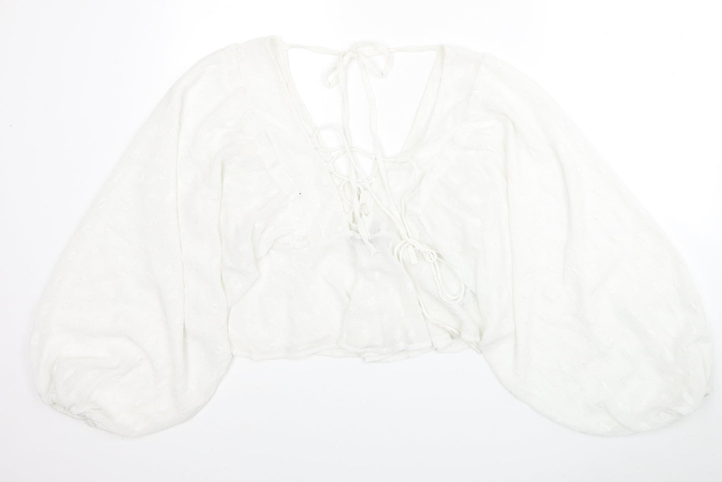 ASOS Womens White Geometric Polyester Basic Blouse Size 6 V-Neck