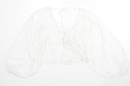 ASOS Womens White Geometric Polyester Basic Blouse Size 6 V-Neck