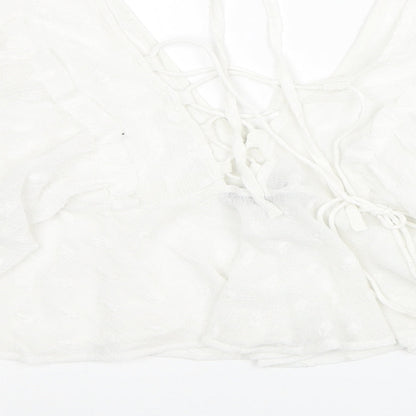 ASOS Womens White Geometric Polyester Basic Blouse Size 6 V-Neck