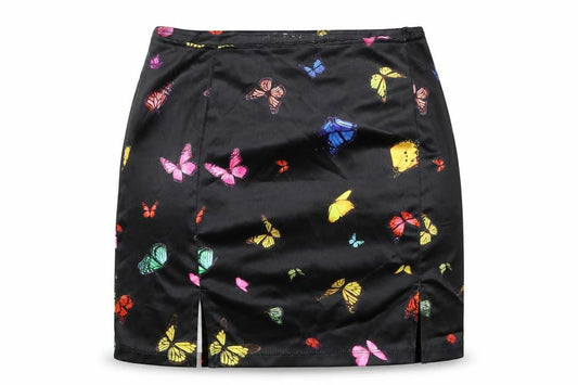 Motel Rocks Womens Black Geometric Polyester Mini Skirt Size S - Butterflies