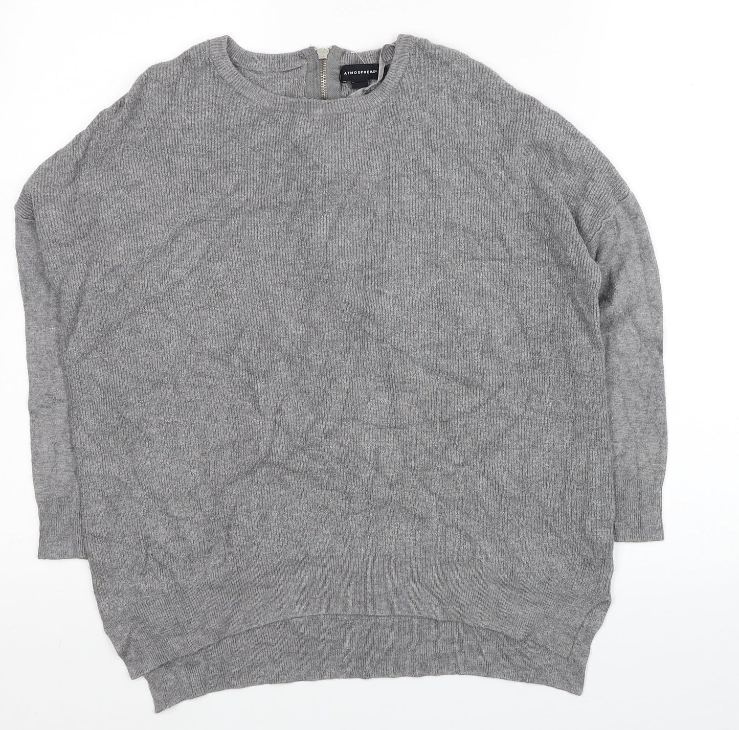 Atmosphere Womens Grey Round Neck Viscose Pullover Jumper Size 10