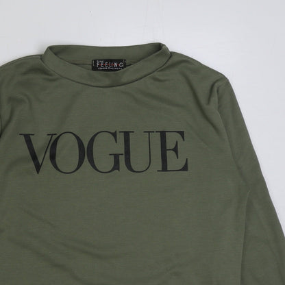 Preloved Feeling Womens Green Polyester Pullover Sweatshirt Size M Pullover - Vogue - Detail