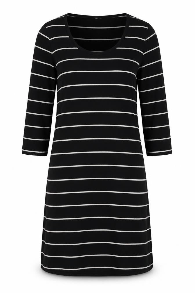 H&M Womens Black Striped Polyester A-Line Size XS Scoop Neck Pullover