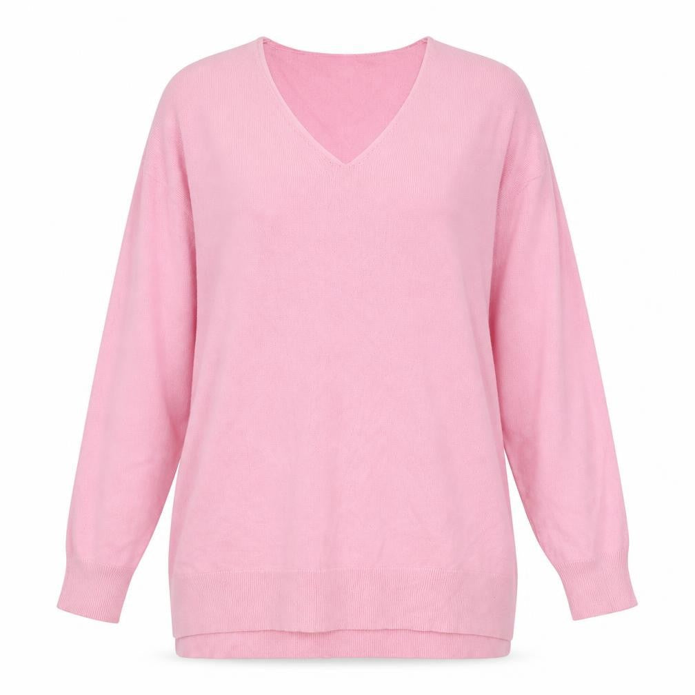Grecelle Womens Pink V-Neck Acrylic Pullover Jumper Size S
