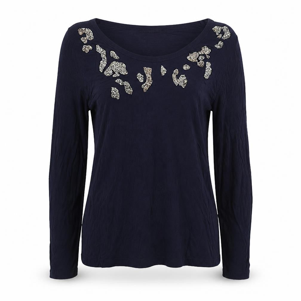 Zara Womens Blue Polyester Basic T-Shirt Size L Round Neck