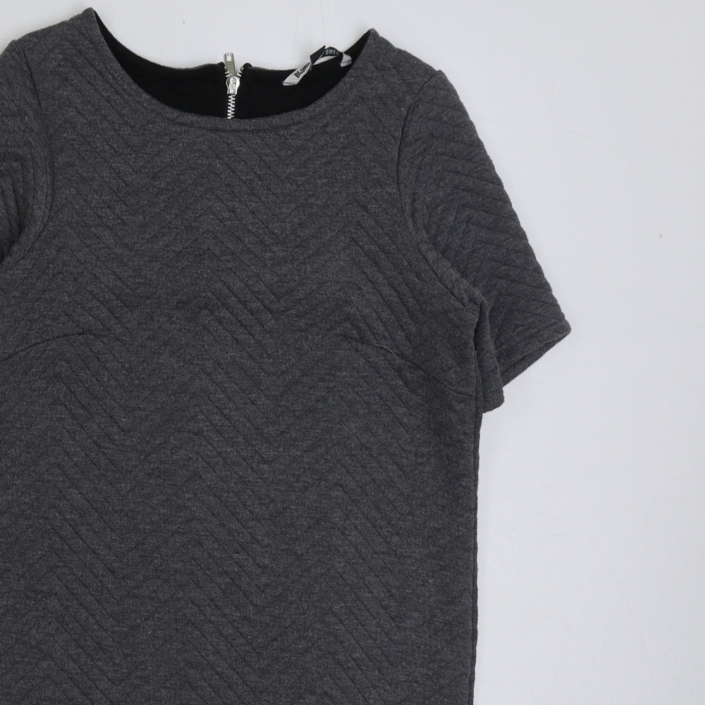 Blonde + Blonde Womens Grey Polyester A-Line Size 6 Round Neck Zip