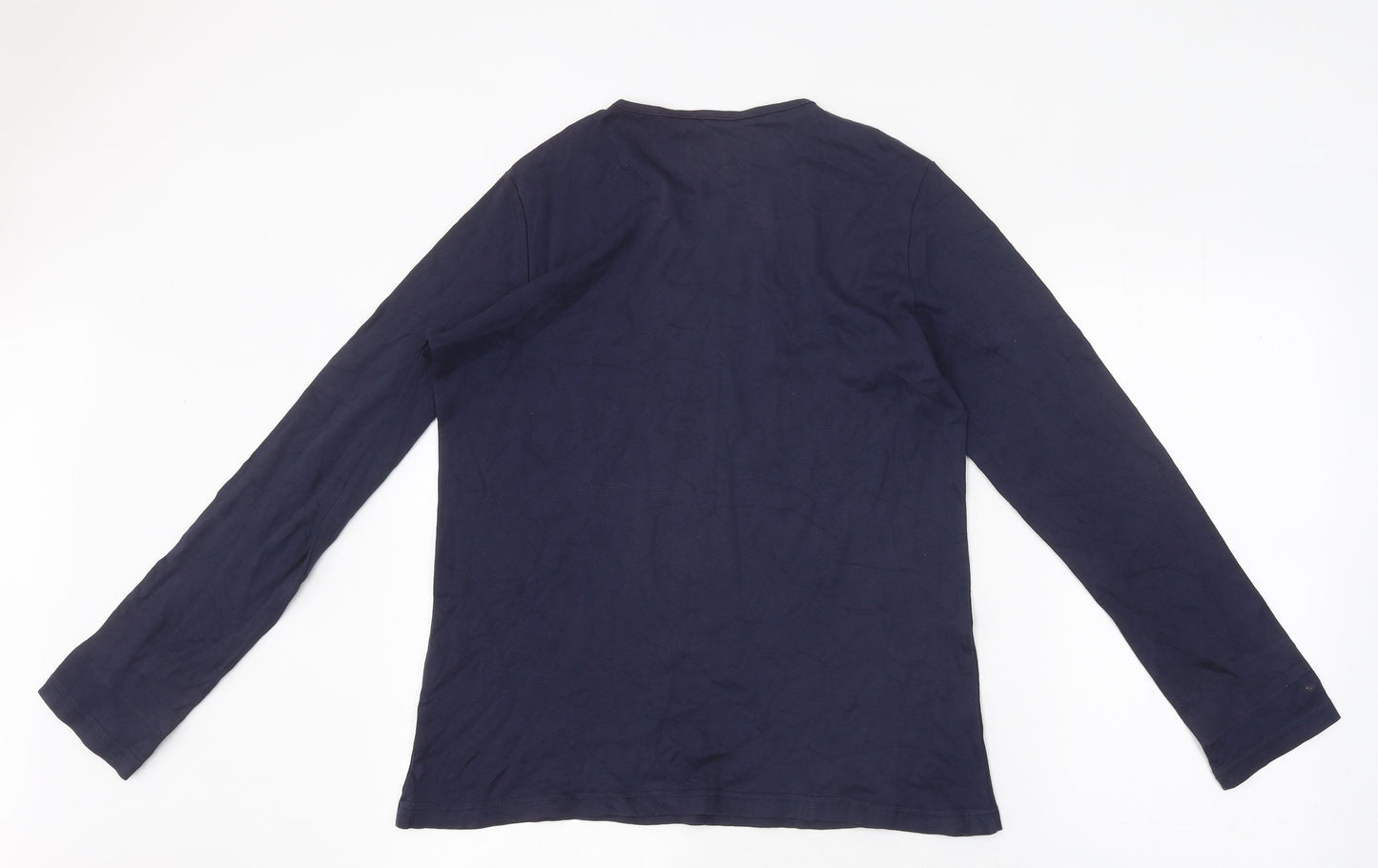Isle Womens Blue Polyester Basic T-Shirt Size M Round Neck
